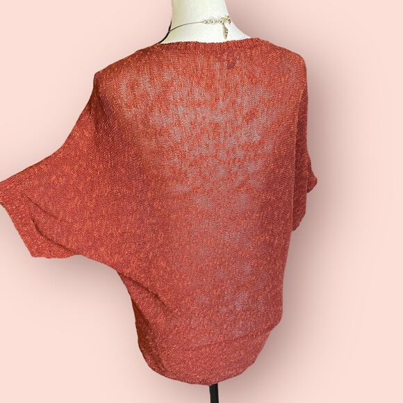 Eileen Fisher Linen Sweater Rust Red Petite XS S Long Tunic Length - Picture 8 of 13